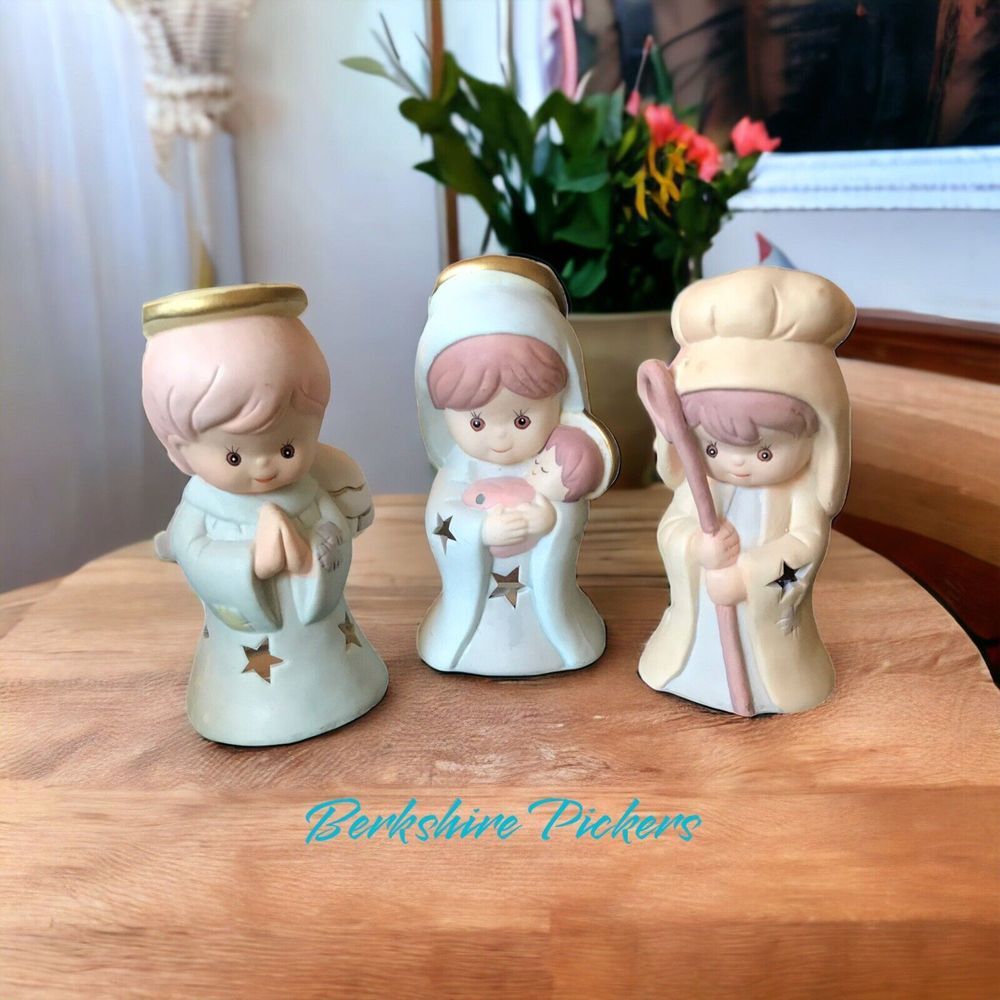 Nativity Figures tea light Candle Holders Set‎ Of 3